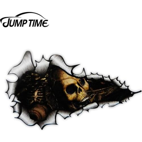 Jump Time Ripped Torn Metal Design With Evil SKULL Inside Motif External Vinyl Car Sticker for Windows Bumper