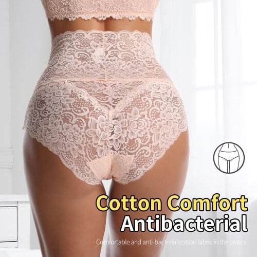 Panties Sexy Lace High Quality Panties lingerie Solid high Waist Tempting Briefs Womens Underpant seamless Intimates Underwear