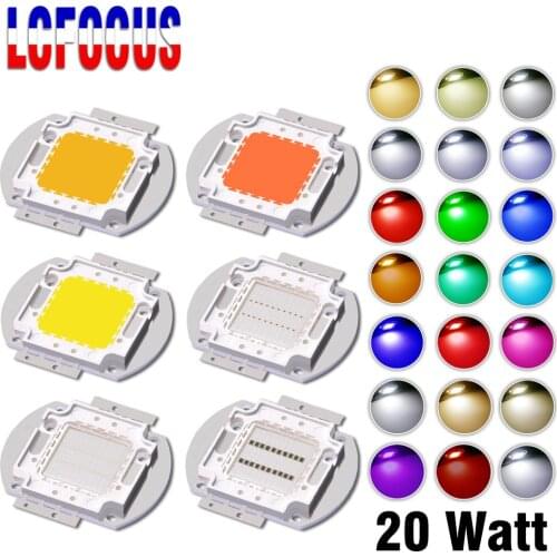 High Power LED COB Chip 20W White Yellow RGB Red Green Blue Amber Purple Cyan Full Spectrum 20 W Watt Floodlight Light Beads