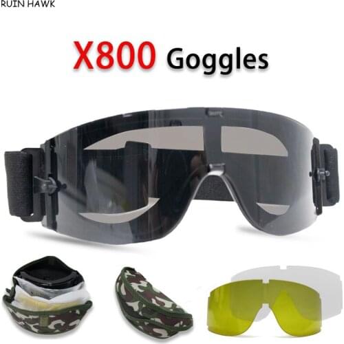 Tactical Goggles X800 Airsoft Military Sunglasses Motorcycle Windproof Glasses With 3 Lenses Army Shooting Paintball Goggles