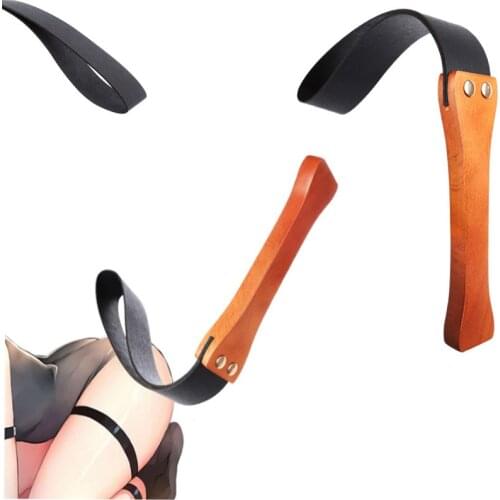 Retro Cowhide Leather Whip With Wooden Handle,BDSM Fetish Slave Bondage Cosplay Club Sex Whip Couple SM Game RolePlay Sex Toys