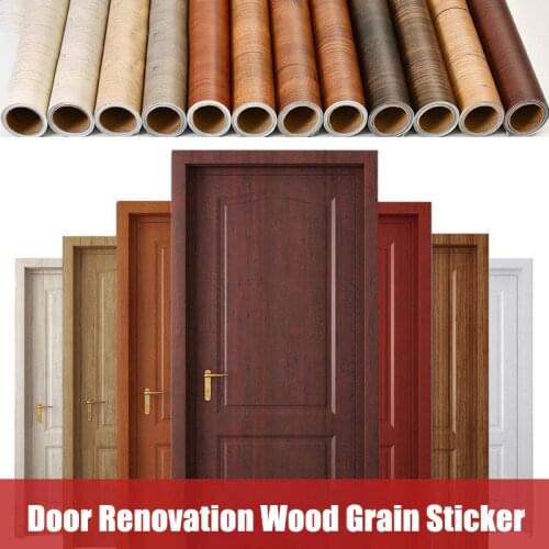Waterproof Self Adhesive Door Stickers Retro Home Renovation Decor Wood Grain European Design Wallpaper Kitchen Furniture Murals