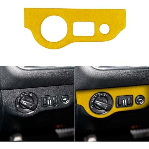 Suede LHD Car Headlight Switch Decorative Frame Cover Trim for Dodge Raider Challenger 2015-2020 Car Interior Accessorie