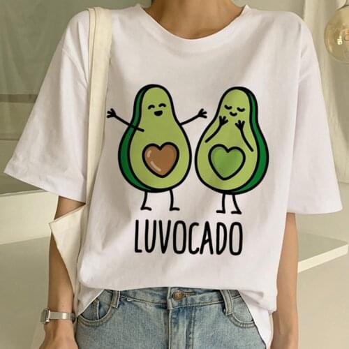 Female Avocado T-shirt Women Vegan T Shirt Harajuku Short Sleeve Vogue Kawaii Style Tshirt Fashion Top Tees E Girl Clothes