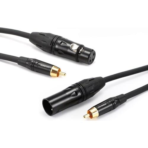 1Pcs audio cable RCA to XLR plug adapter cable power amplifier mixer 3-core male and female cable balanced AV HiFi