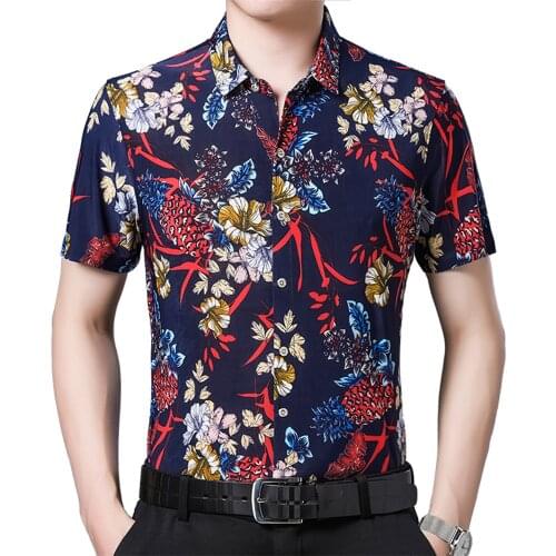 2021 Fashion Summer Short Sleeve Mens Clothing Luxury Hawaiian Print Shirt for Men Shirts Vintage Streetwear Jerseys Dress 1066