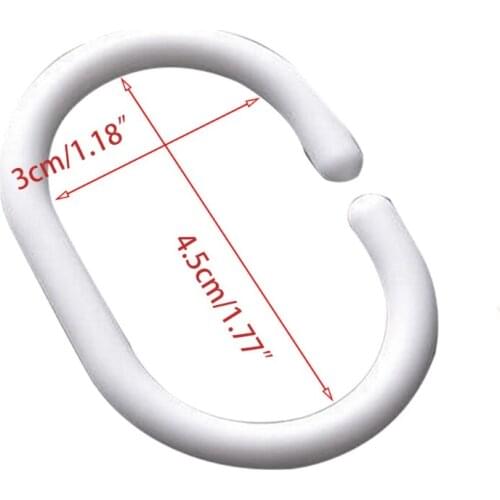 24PCS C-shaped Plastic Shower Curtain Rings Bath Drape Loop Clip Hanging Hook Hanger for Bathroom