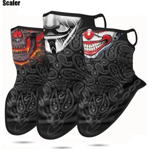3D Paisley Skull Face Mask Bandana Breathable Sports Anonymous Bandanas Scary Mask Ski Triangle Scarf Hiking Running Neck Gaiter