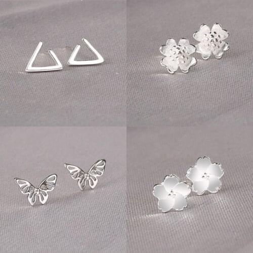 925 Sterling Silver Pin Beautiful flowers, moon and stars, natural elements style earrings New Year gift