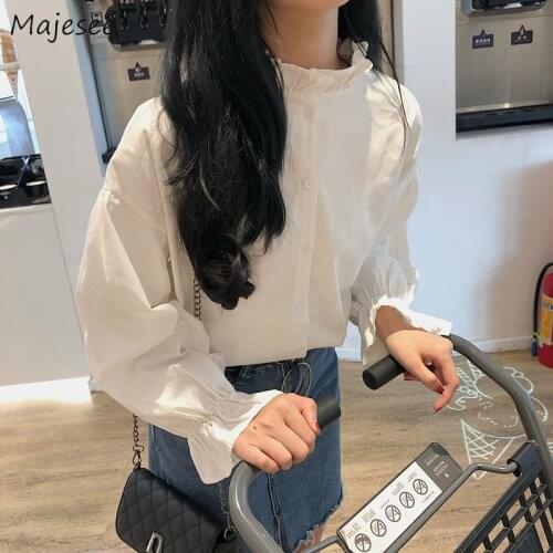 White Blouse Women Shirts Long Sleeve Kawaii Korean Fashion Womens Tops and Blouses Ladies Elegant Casual Slim Harajuku Clothes