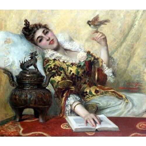 Free shipping classical court figure women birds oil painting canvas prints on canvas home wall art decoration picture
