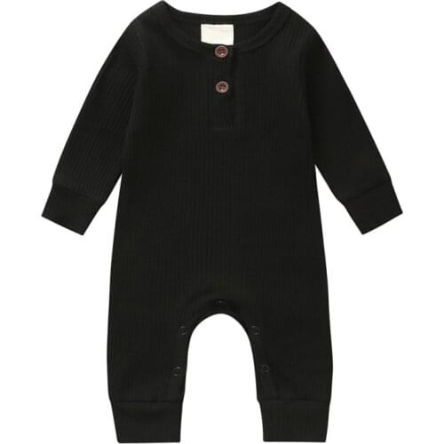 Bobora Baby Boy Girl Knitted Button Jumpsuit Newborn Solid Romper Unisex Infant Bodysuit