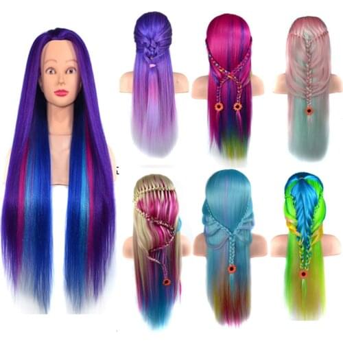 Colorful Mannequin Head With Hair Training Hairdressing Doll In Mannequins Female Wig Dummy Head With Yakima Synthetic Hair