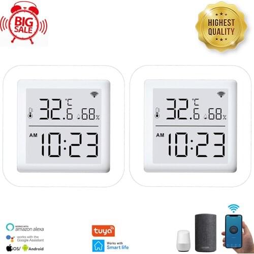 Tuya WIFI Temperature & Humidity Sensor For Smart Home SmartLife Remote Control With Display Support Alexa Google Assistant