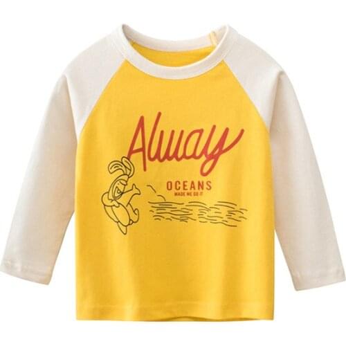 2-8 Y Baby Girls Long Sleeve T Shirt Spring Autumn Kids Casual Cotton Shirts Color Mathcing Letter Print Fashion Tops for Girl