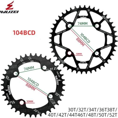 WUZEI 104BCD MTB Disc Brake Pads 44/46/48/50/52T Aluminum Alloy CNC 8/9/10/11/12 Speed Road Bike Positive Negative Tooth Rotor