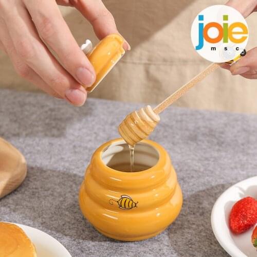 Joie Ceramic Beehive Honey Pot and Wooden Dipper honey jar with lid Honey Stir Bar For Honey Jar Supplies Kitchen Accessories