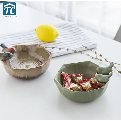 Ceramic Bird Bowls Table Ornaments Decorative Bird Feeder Fruit Plate Food Contain Crafts Snack Storage Tray Ceramic Dish
