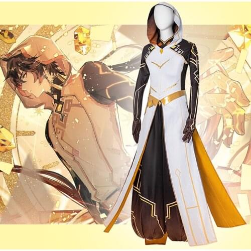 Game Genshin Impact Cosplay Costumes Zhongli Vago Mundo Cosplay Costume Uniforms Clothes Suits Outfits Wears White Cloaks Cos