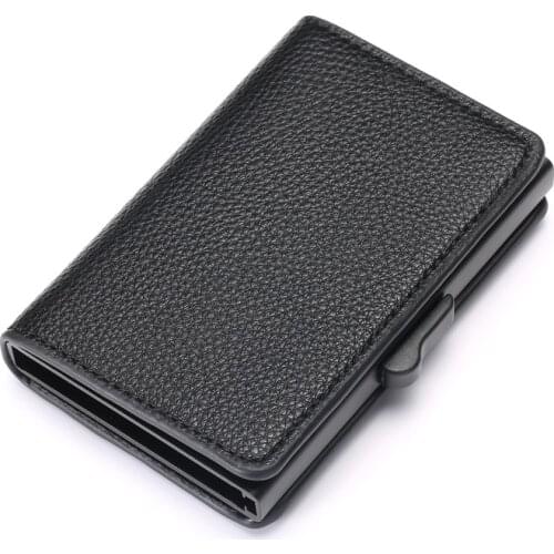 Bycobecy Credit Card Holder Aluminum Box Fashion Soft Leather Slim Card Case RFID Blocking Card Wallet for Travel New Arrival