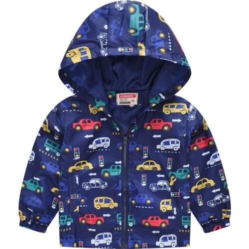 Fashion Cartoons Children Jacket For Boys Girls Cute Zip-up Thin Hooded Baby Clothing Windbreaker Coats Kids Overcoat Outerwear