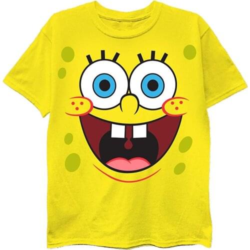 Summer New Baby Spongeed Bob 3D Printing Short Sleeve Cartoon Anime Boy Girls T-Shirts Parent-Child Outfit Casual Cute Top