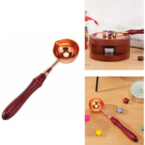 Retro Wax Sealing Melting Spoon Retro Wooden Handle Spoon for Wax Seal Stamp Invitation Cards Decorative Craft Gift Accessories