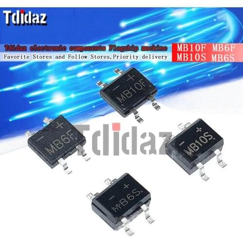 50PCS MB10F MB6F MB10S MB6S SMD bridge rectifier