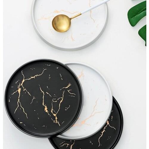 Phnom Penh Marble Plate Nordic Steak Plate Western Food Tray Creative Tableware Pasta Household Ceramic Dish Set Accessories