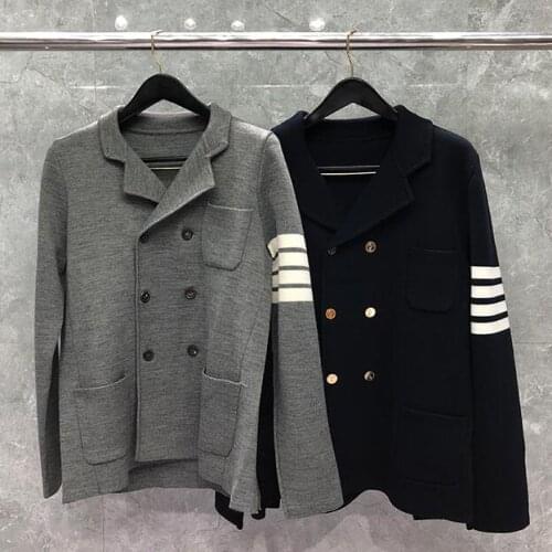 2021 Fashion Brand Jacket Men Casual Suit Slim Fit Mens Cardigan Clothing Double Breasted Thick Autumn And Winter Coat