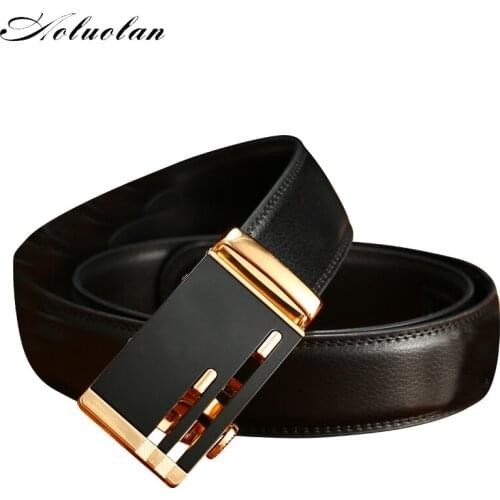 Aoluolan Male Genuine Leather Men belt Strap designer brand Men Top Quality Automatic Buckleb Belts