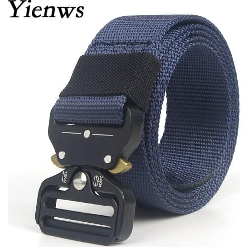 Yienws Men Belts 200cm Canval Nylon Tactical Belts Men Plus Size Cinto Militar 150cm Belt Black Outwear Riem Heren Wid 3.8 YIB33