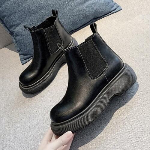 New Luxury Chelsea Boots Women Ankle Boots Chunky Winter Shoes Platform Ankle Boots Slip on Chunky Heel Boot Brand Designer