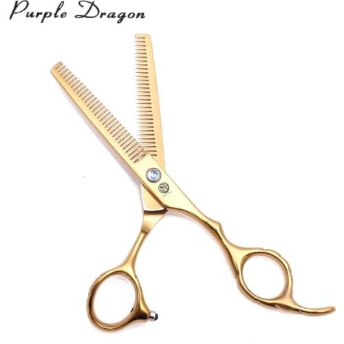 Double Side Teeth Purple Dragon 5.5" 6" Japan Steel Professional Hair Scissors Barber Thinning Shears 2001# Hairdressing Shears