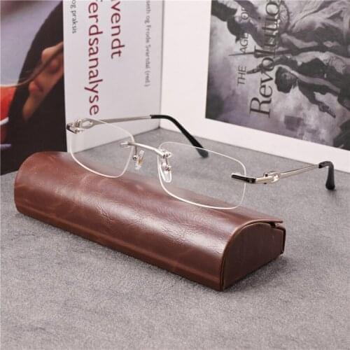 Rockjoy Rimless Eyeglasses Frames Male Women Brand Plain Glasses Men Gold Silver Alloy Spectacles for Prescription Optical Lens