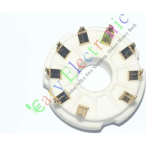 Wholesale and retail 20pcs 9pin PCB GOLD Ceramic vacuum tube sockets valve base EL519 EL504 audio amp free shipping