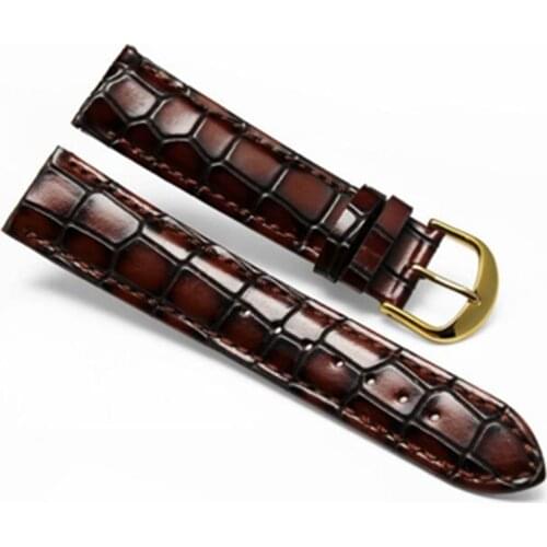 Watchbands 18 20 22mm Genuine Leather Dark Brown Black Man Women Handmade Vintage Wrist Watch Band Strap Metal Buckle