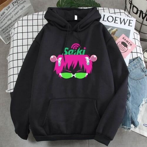 Hoodies Cool Saiki K. Cartoon Harajuku Manga Mens Pullovers Warm Street Fashion Hoodie For Man Punk Casual Korean Mens Hoody