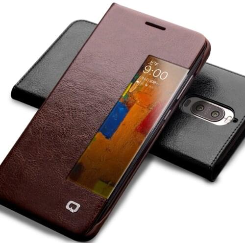 QIALINO Sleep Wake Smart Function Case for Huawei Ascend Mate 9 Pro Ultrathin Genuine Leather Flip Cover for Huawei Mate 9 Pro