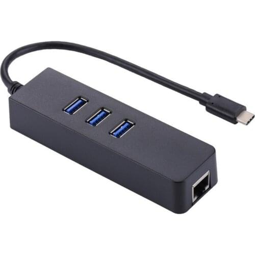USB-C / Type-C to 3 USB 3.0 Ports HUB + RJ45 High Speed Gigabit Ethernet Adapter