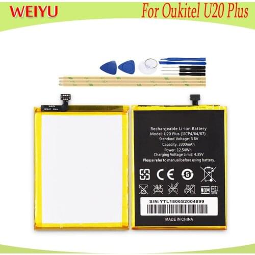 WEIYU 3300mAh High Capacity battery For Oukitel U20 Plus phone Replacement Batteries With Tools For Oukitel U20 Plus