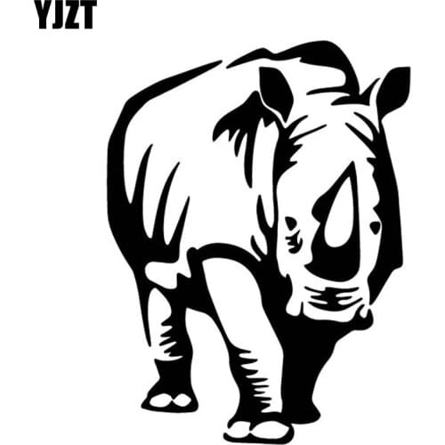 YJZT 12.6CM*16.8CM Rhinoceros Pattern Creative Decorate Car Door Car Sticker Vinyl Decal Black/Silver C4-2062