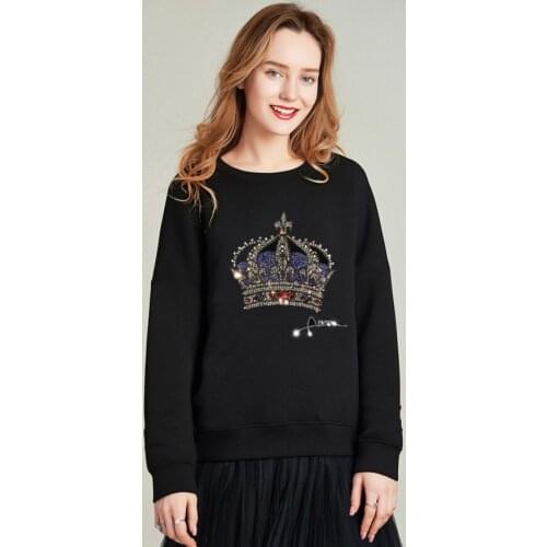 Womens Diamond stone Clothes Autumn Winter Long Sleeve Hoodie Sweatshirt Female Rhinestones Pullover Tops