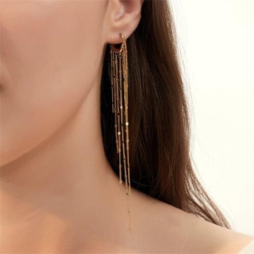 Womens Simple Long Tassel Earrings Temperament Heart Shaped Hanging Earrings Korean Stainless Steel High Quality Jewelry Party