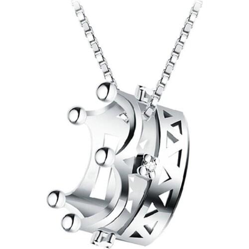 Womens Classic Elegant Round Crown Inlaid Rhinestones Pendant Clavicle Chain Necklace Fashion Jewelry NL0031