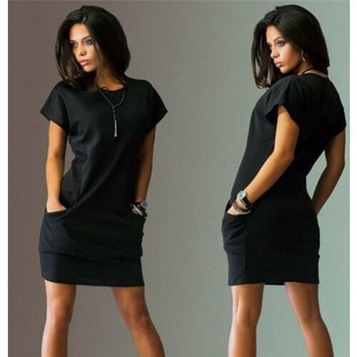 2021 Summer Dress For Women Short Sleeve O Neck Dress Pocket Loose Casual Female Dress Office Lady Work Dress Vestidos