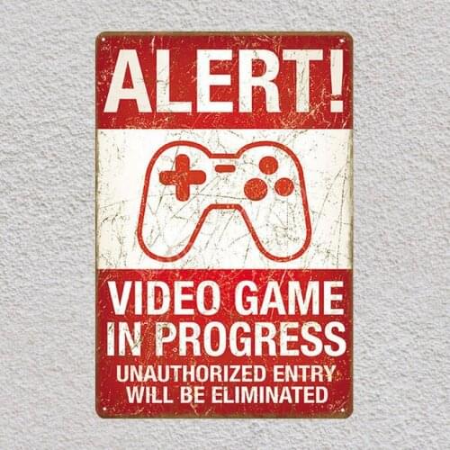 1 pc Video gaming in progress console no trespassing Tin Plate Sign wall Room man cave Decoration Art Dropshipping Poster metal