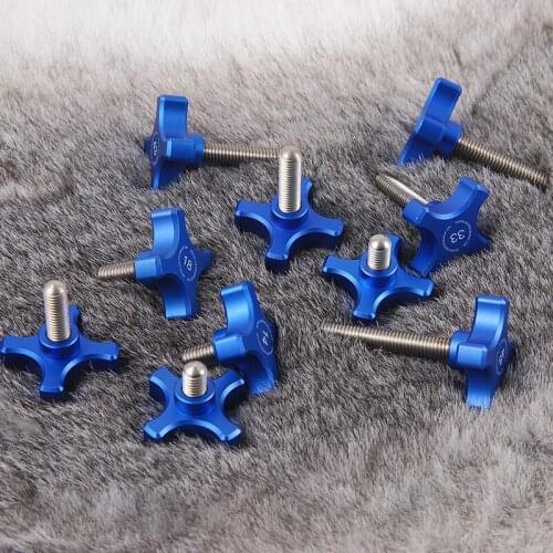 2pcs M8 four stars plum hand twist screw CNC machining bolt aluminum alloy head blue