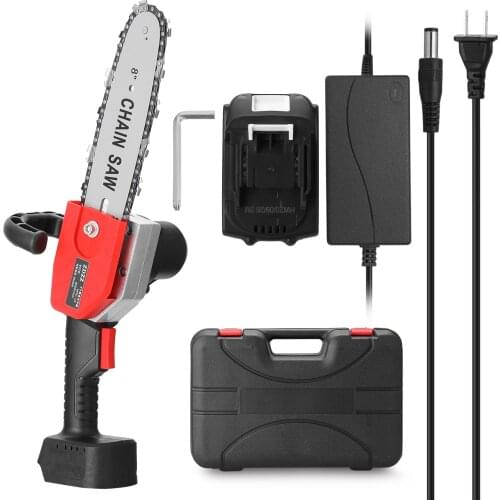 21V 8inch Portable Electric Pruning Saw Rechargeable Small Wood Spliting Chainsaw One-handed Woodworking Tool for Garden Orchard