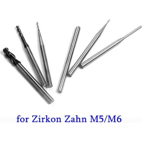 3PCS Dental Cad Cam Ceramic Carbide Milling Burs No Coated Dental Zirconia Milling Burs For Zirkonzahn CAD/CAM M3/M5